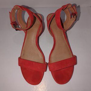 Madewell Coral red ankle strap sandal